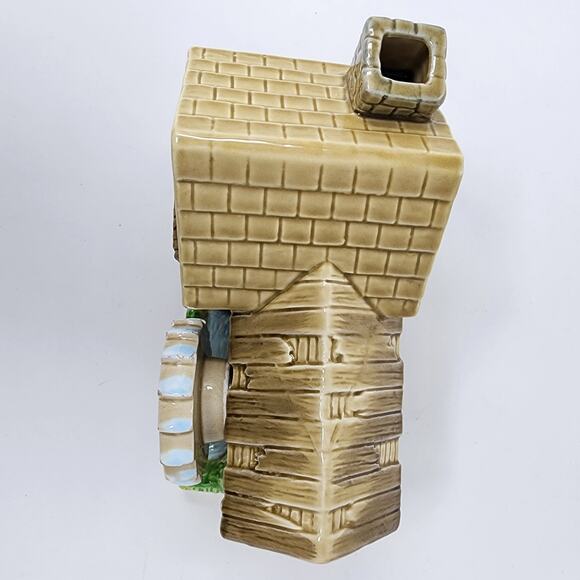 Gristmill Waterwheel Glazed Ceramic Musicbox Tabletop Works Great Wheel Turns - Picture 6 of 7